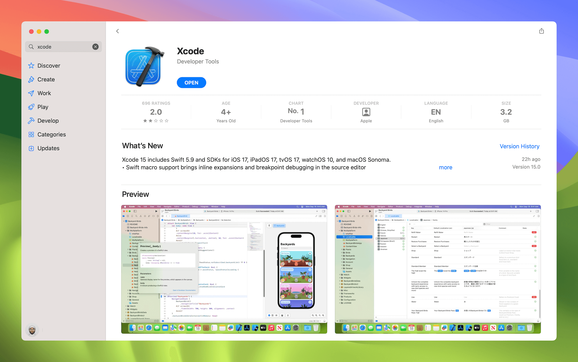 圖 1.2. 在App Store 中下載 Xcode 