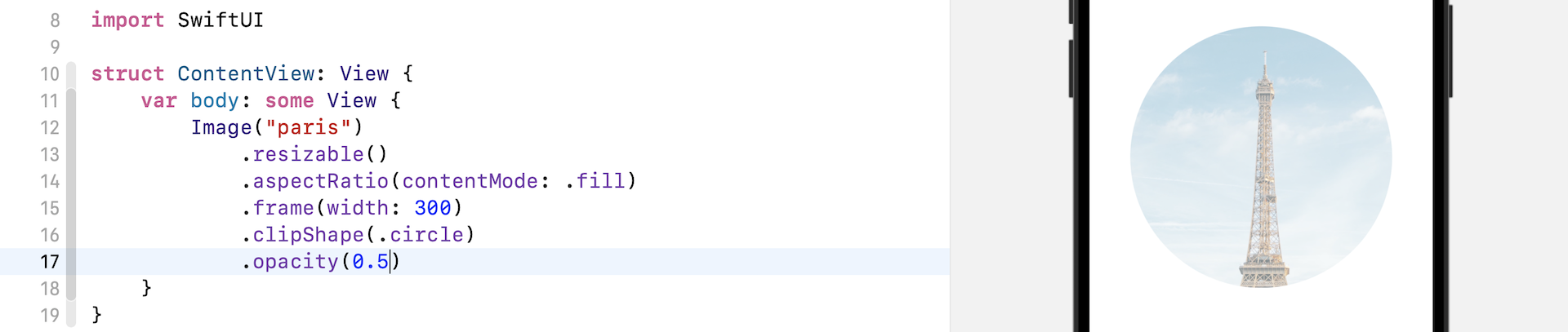 圖 3.14 調整不透明度為50 %